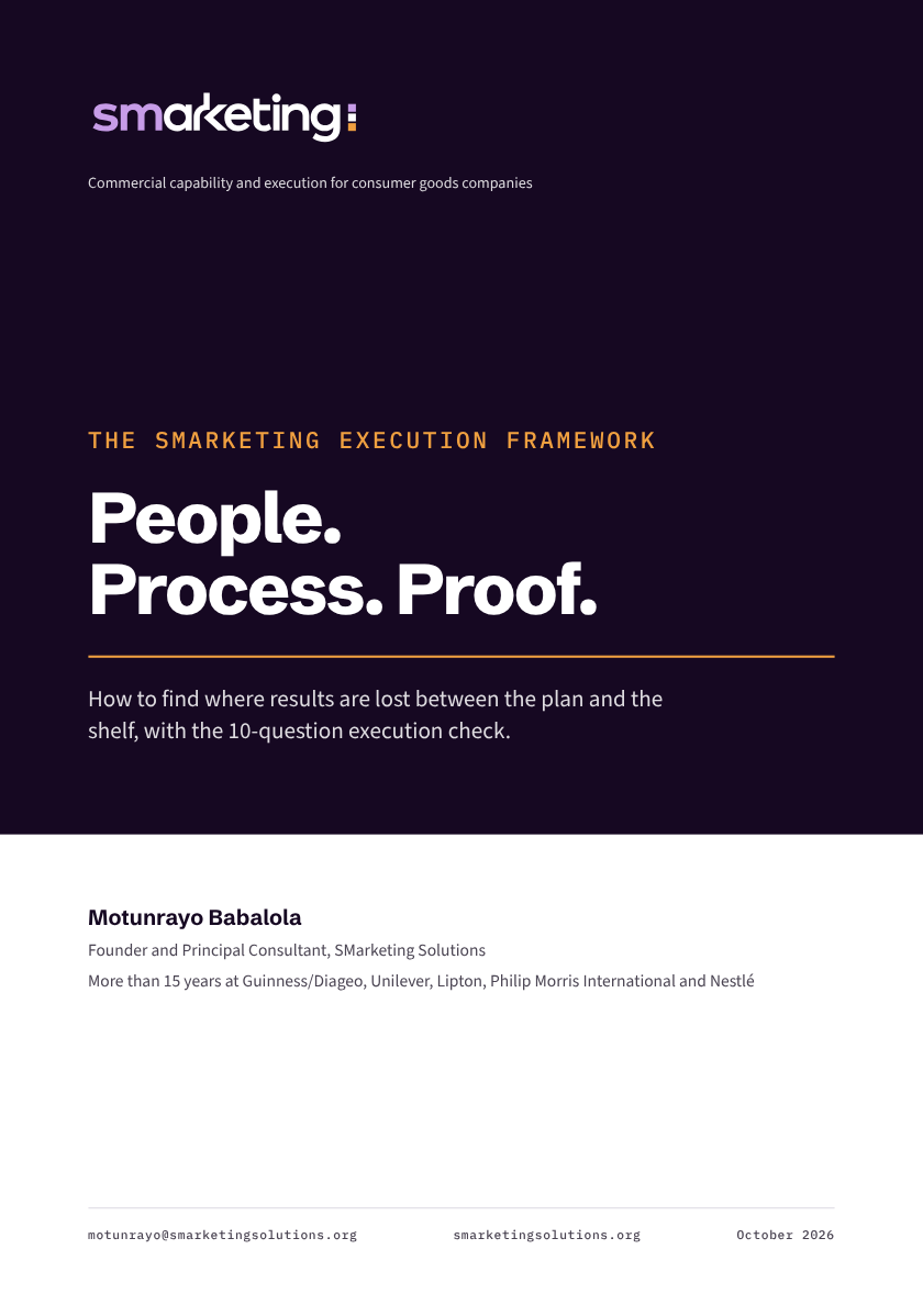 Cover of the PDF: People. Process. Proof. The SMarketing Execution Framework, by Motunrayo Babalola